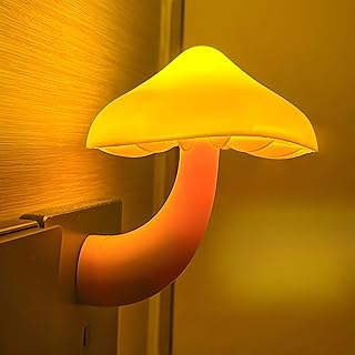 ESUPPORT Mushroom-Shaped Energy Saving Sensor LED Night Light with Plug Yellow(Average Life Expectancy 50000h)