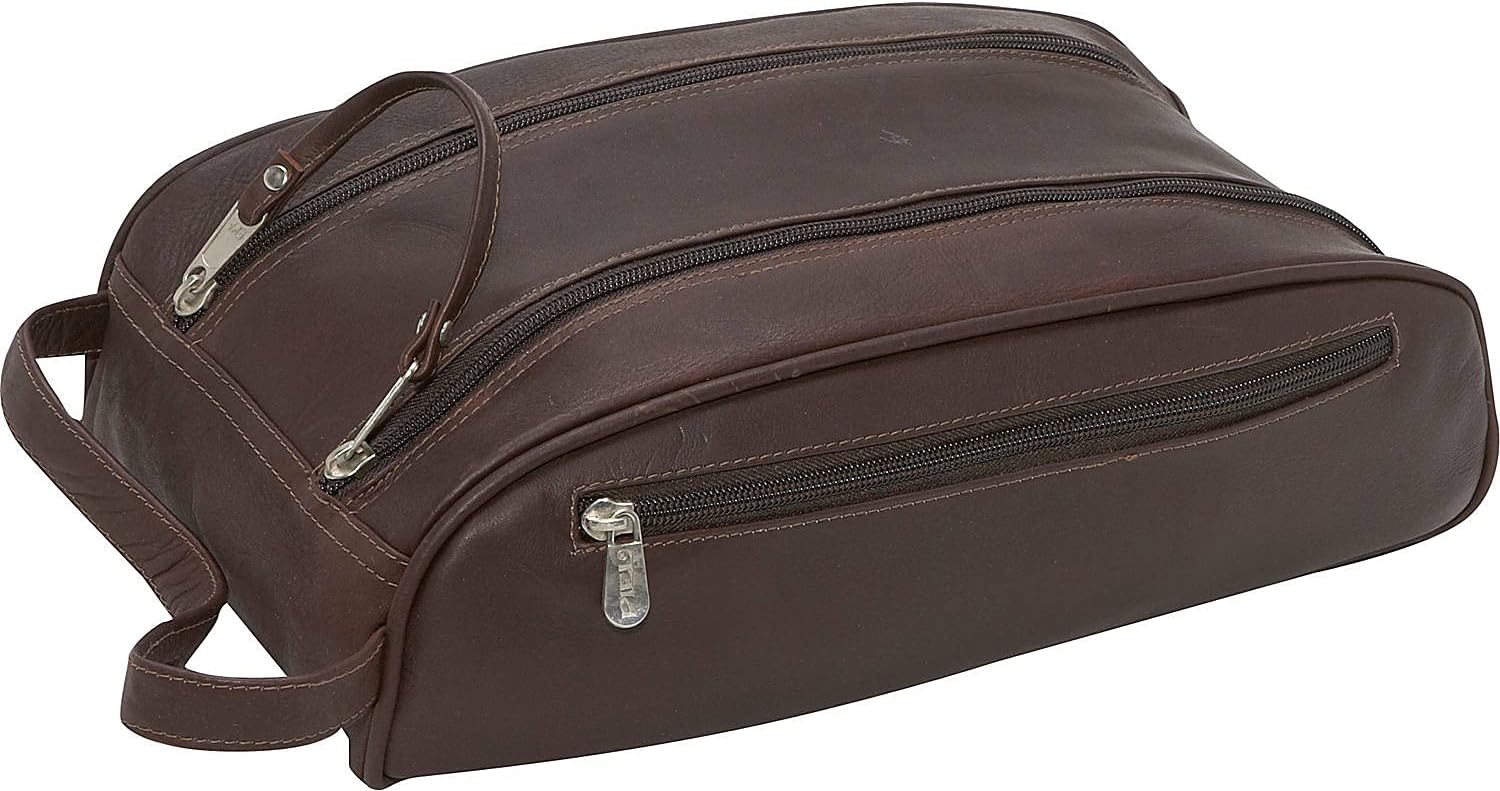  | Piel Leather Double Compartment Shoe Bag, Saddle, One Size | Shoe Bags
