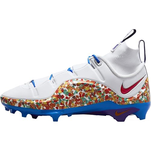 NIKE Lebron IV Menace 3 Football Cleats (FV8044-100, White/Volt/Radioactive/True Red) Size 12