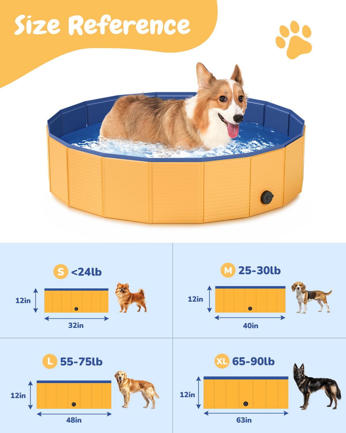 Piscina pieghevole per cani, piscina per animali domestici da 101,6 cm, vasca da bagno per animali domestici, vasca da bagno per cani, fodera protettiva, piscina pieghevole in PVC per cani, gatti