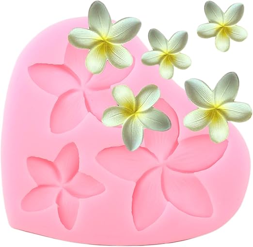 Frangipani Plumeria Flower Floral Silicone Mold DIY Pudding Desserts Cupcake Cake Topper Decoration Soap Mould Crystal Jelly Shots Gum Paste Candy Chocolate Handmade Ice Cream Fondant Mold