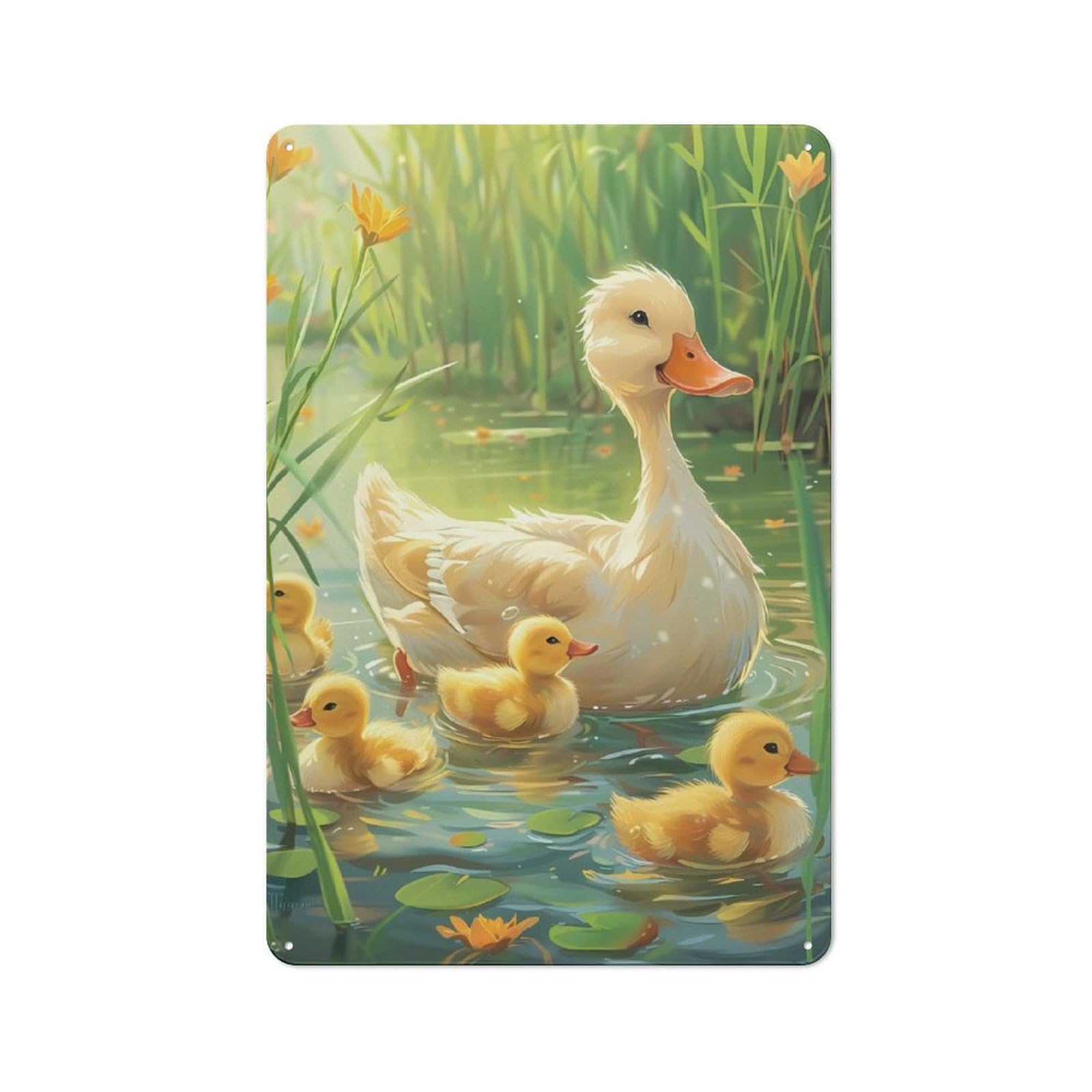 Junmoney Cute Ducks Vintage Tin Wall Plaque 30X20cm For Café Or Restaurant, A Decorative Christmas Gift For Café Owners And Decorators