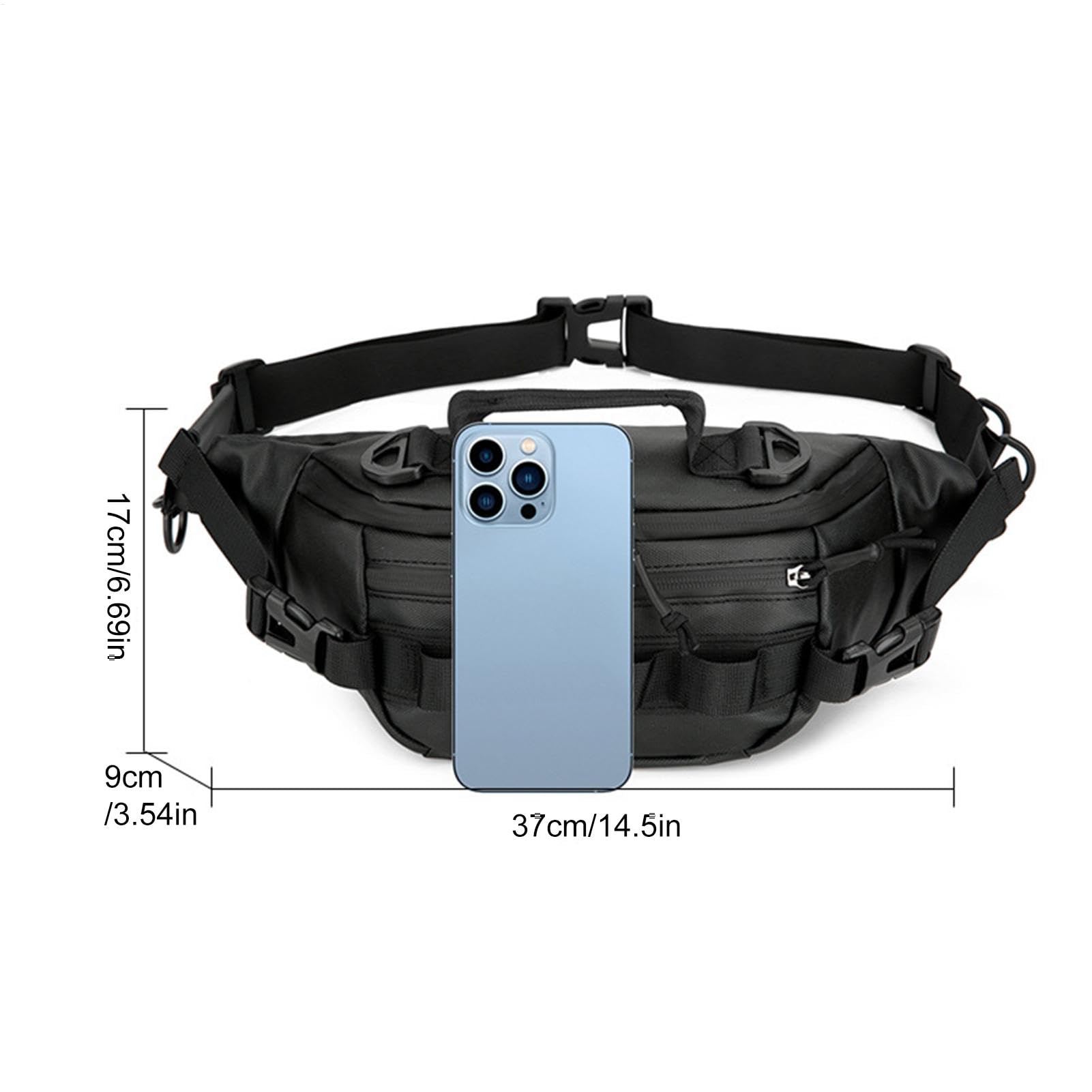 Marsupio da pesca – Marsupio per pesca a mosca, marsupio multifunzionale per escursionismo, borsa portatile per pesca a mosca, accessori per uomini e donne, corsa, ciclismo, escursionismo, Nero