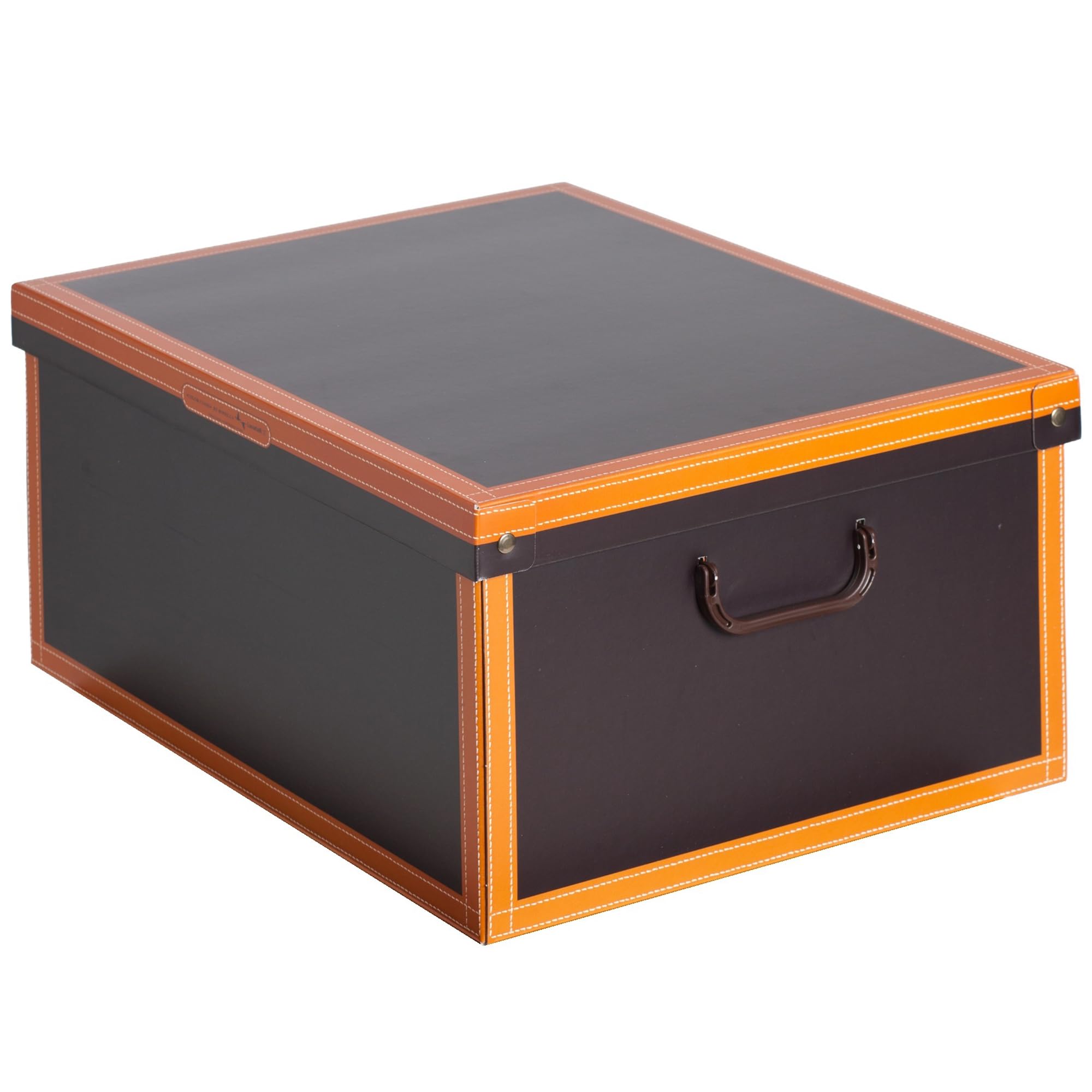 Lavatelli Set 2 pezzi Scatole armadio in cartone, organizer per vestiti e biancheria, per cambio stagione, Cuoio 50x40xh25 cm