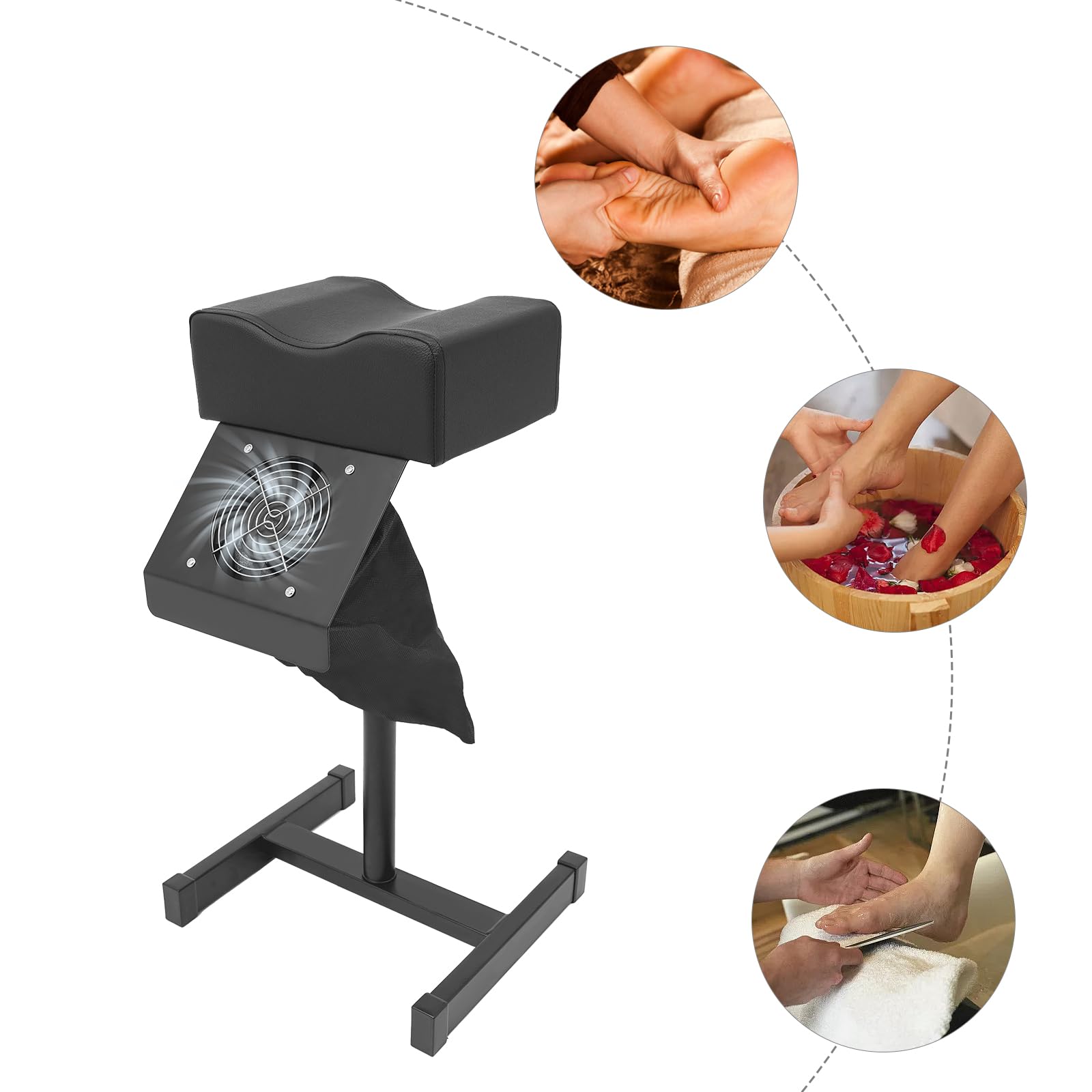 Sedia professionale per pedicure pedicure con aspirazione della polvere, regolabile in altezza (48-68 cm), base a forma di H, portata 10 kg, ideale per salone, spa e uso domestico