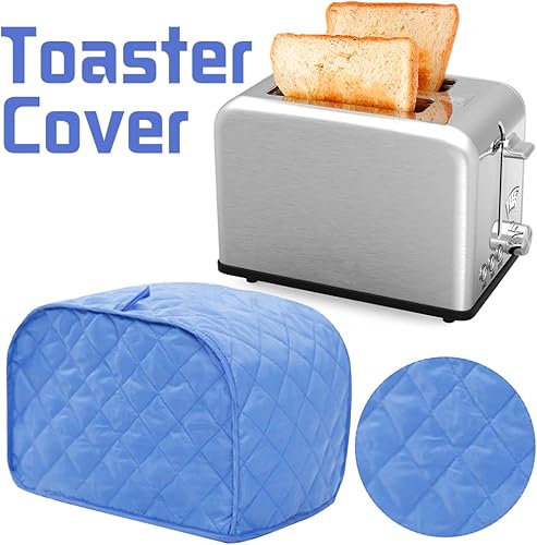 Miniatura 4 de Cubierta acolchada de poliéster para tostadora de dos rebanadas y protección contra el polvo y las huellas dactilares, lavable a máquina (azul, 11.5