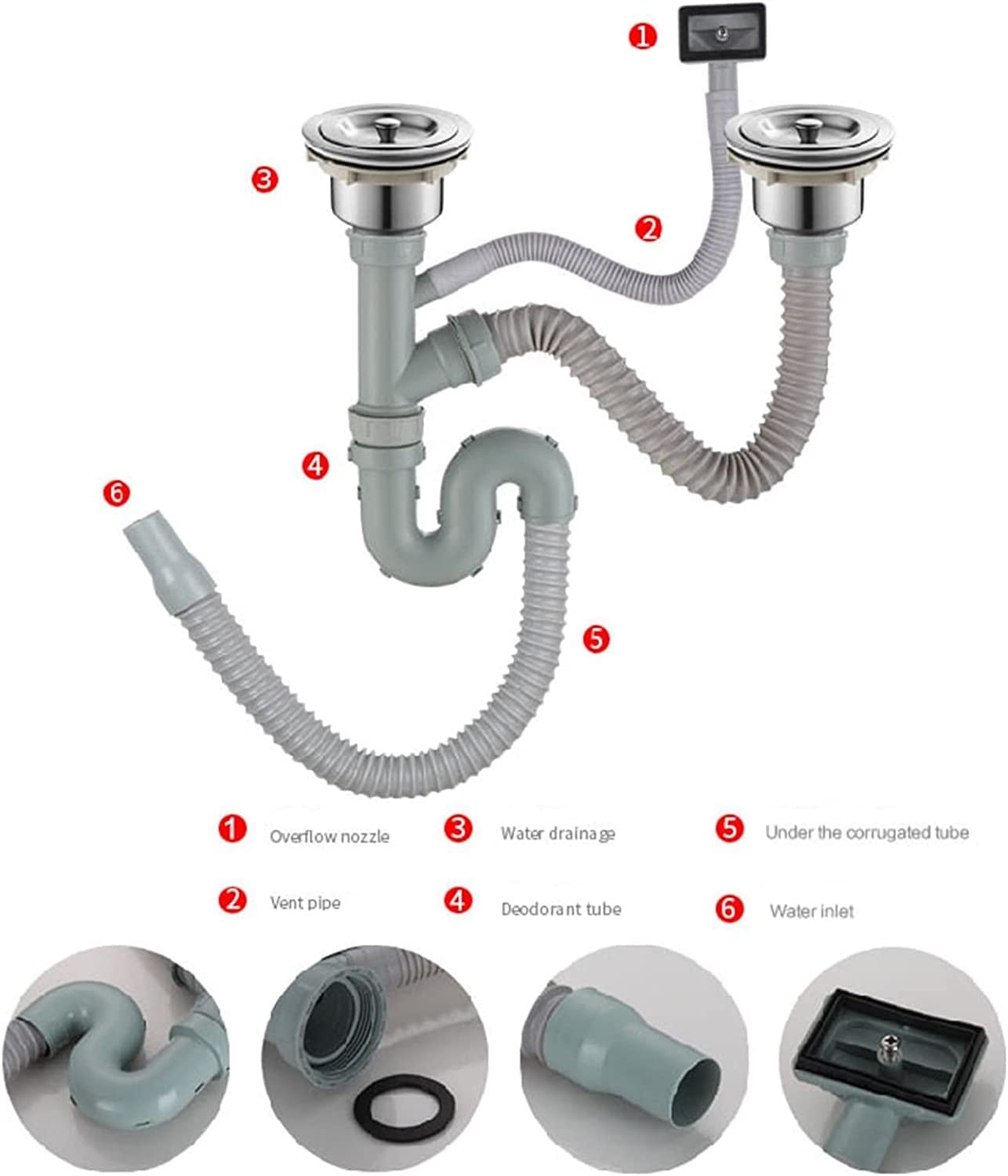Fregadero de lavandería para exteriores, fregaderos de cocina de camping de un solo seno con escurridor izquierdo, manguera de estación de lavado de manos de acero inoxidable para garaje de patio tra