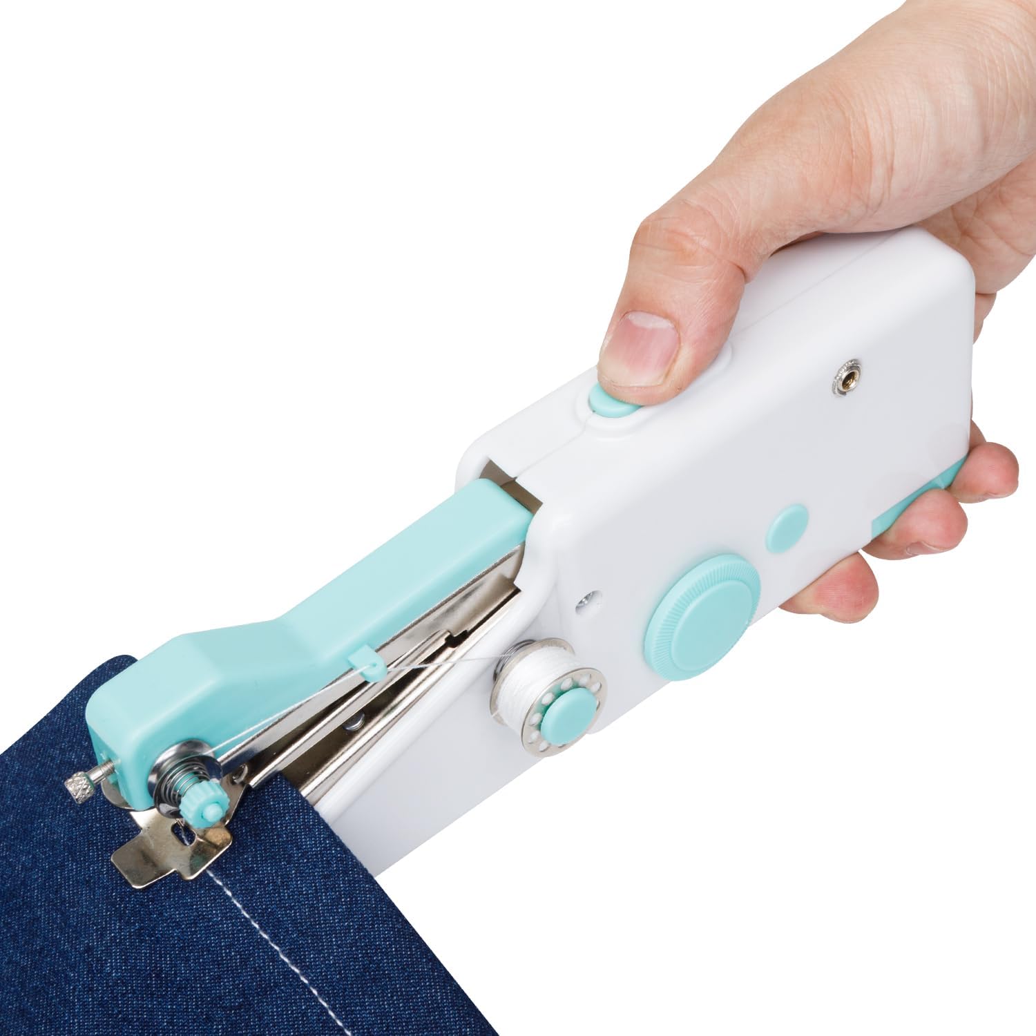Handheld Sewing Machine CS101,Sewing Machine for Beginners,Portable Electric Mini Samll Hand Held Kit for Adults and Kids Ages 8-12 Included Mannual and Accessories,Quick Stitching,White and Green