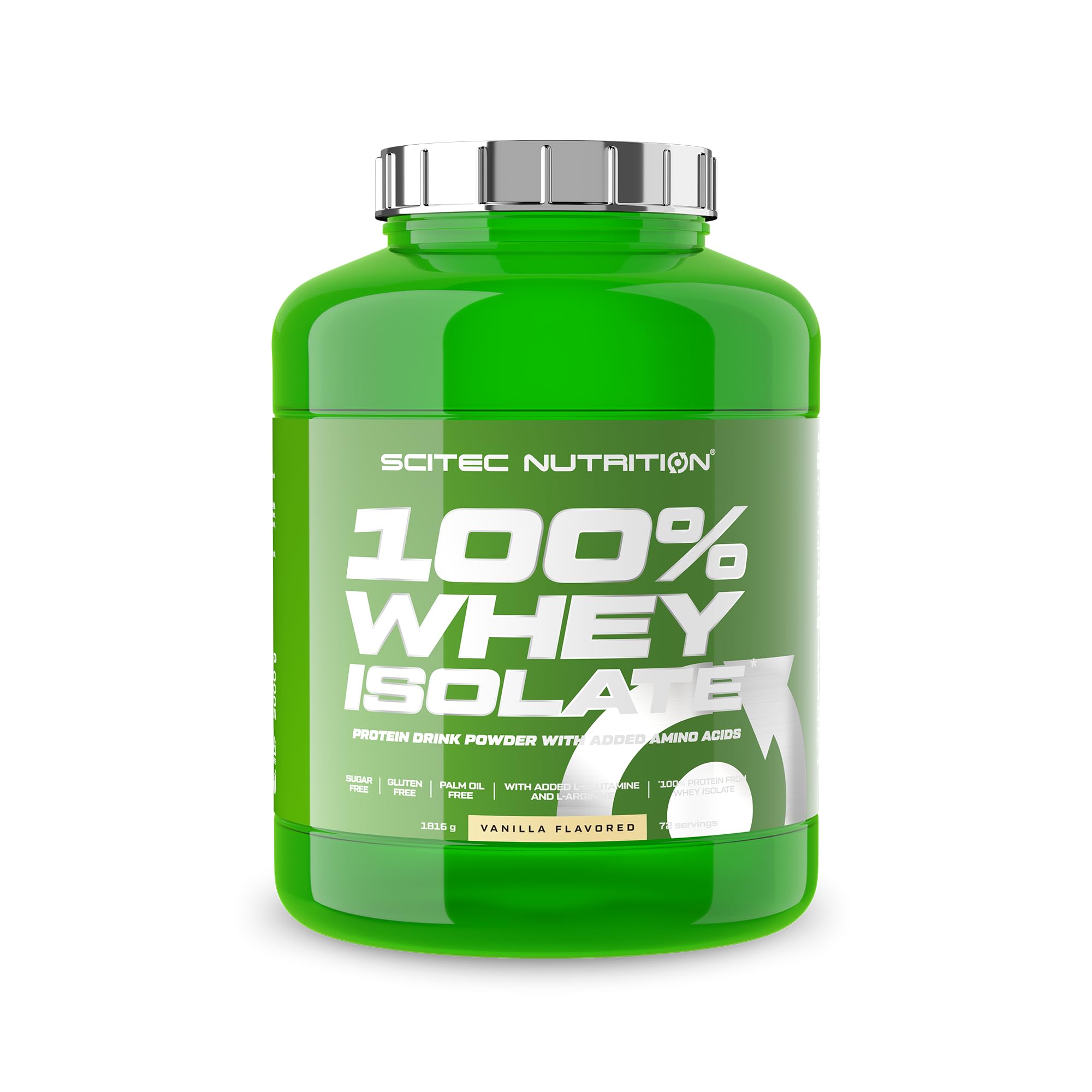 Scitec Nutrition 100% Whey Isolate - Puro Poder Proteico con BCAAs - Glutamina y Arginina - Fórmula sin Azúcar ni Gluten, 1816 g, Vainilla