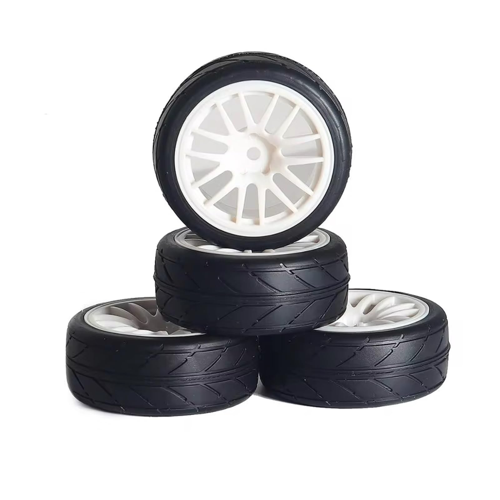 Per HPI Per Traxxas Per TRX4 Per Sakura Per D4 Per TT01 Touring Car 4PCS 1/10 RC Pneumatici Per Auto On-road Bianco Wheel Rim Hub 64mm Pneumatici 12mm Hex Ruote