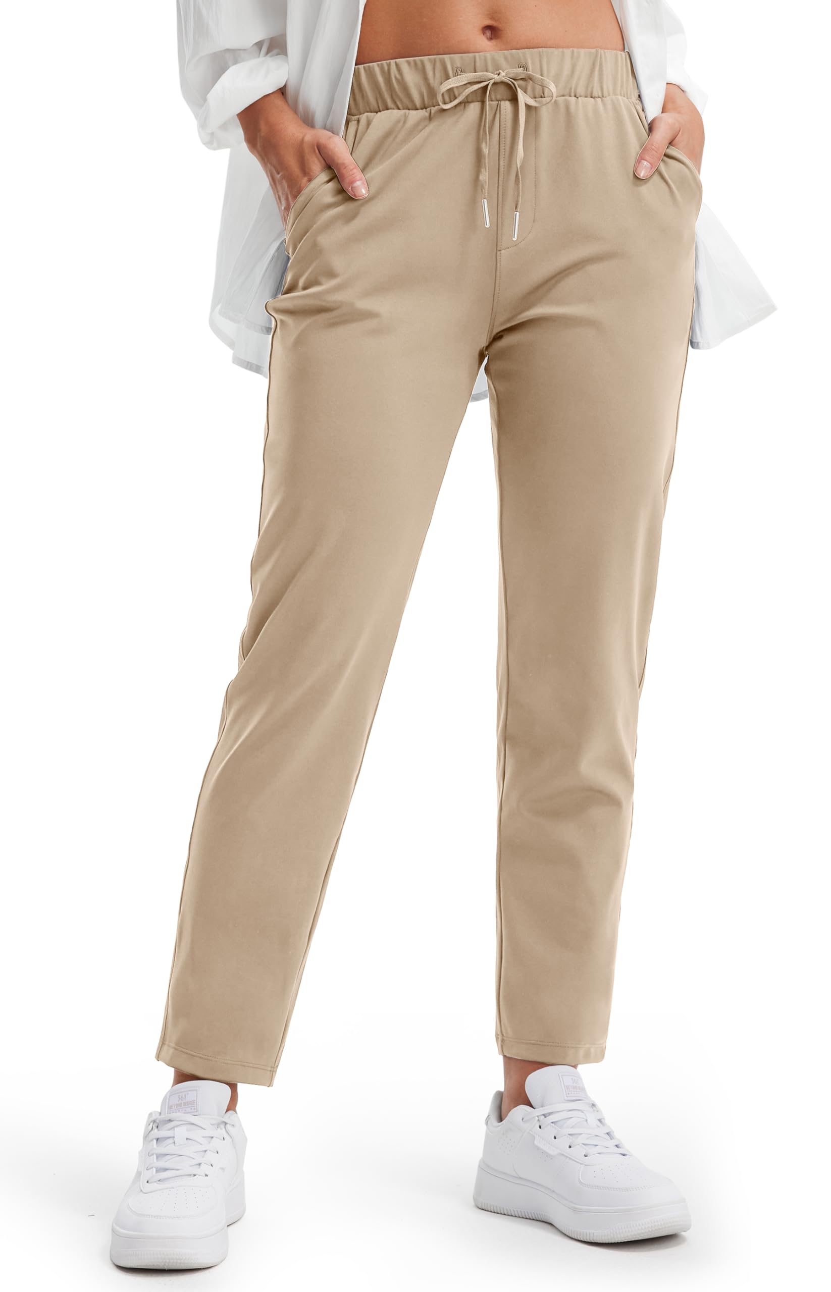 Libin Women's Joggers Pants 4-Way Stretch Golf Pants 7/8 Ankle Casual Dress Sweatpants Pockets for Yoga, Athletic, Lounge