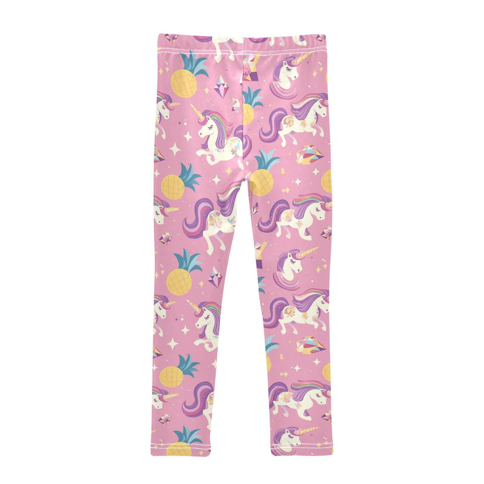 Cute Unicorns Girls' Leggings Toddler Doodles Diamonds Pineapples Kids Yoga Pants Dance Active Tights 4T Multi