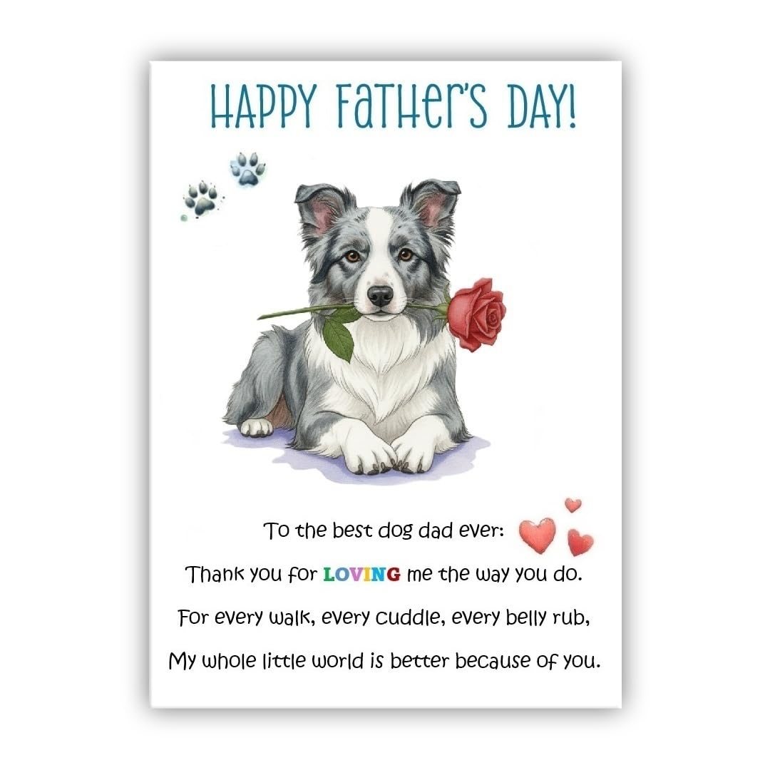 Father’s Day Card From the Dog. Multiple Breeds Available. Cute Fathers Day Pet Card. To The Best Dog Dad Ever (• Blue Border Collie)