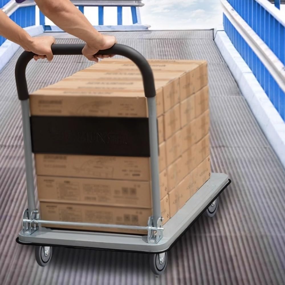 Wózek do worków Wózek z platformą składany Transport magazynowy Holowanie Dostawa ekspresowa czterokołowy pogrubionej stali(Duży)