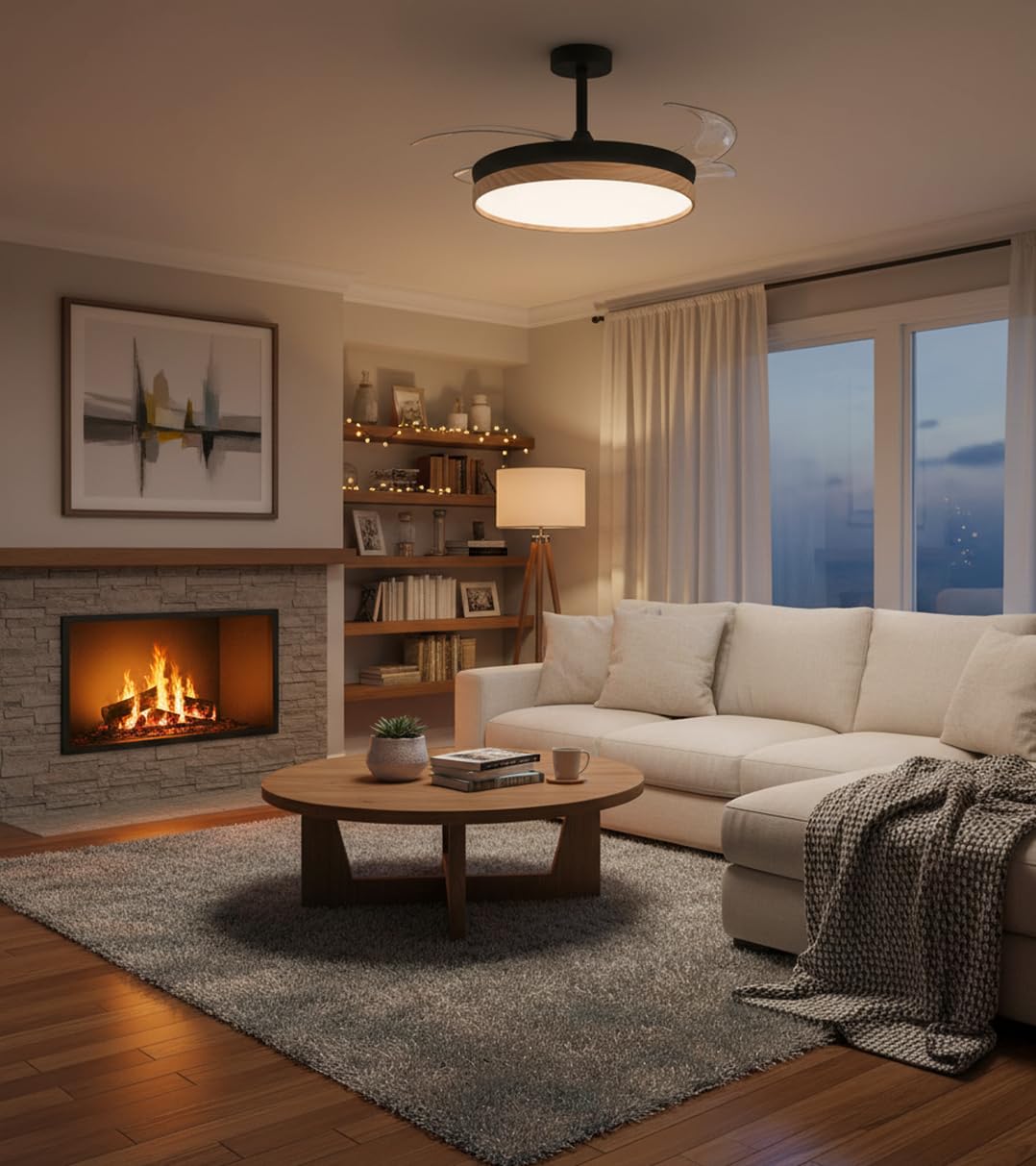BEL AIR HOME - Ventilatore da Soffitto Cosmos - Motore DC Silenzioso - Luce LED Regolabile 36W 3000K/4000K/6500K - Telecomando e Modalità Inverno - Metallo, Nero