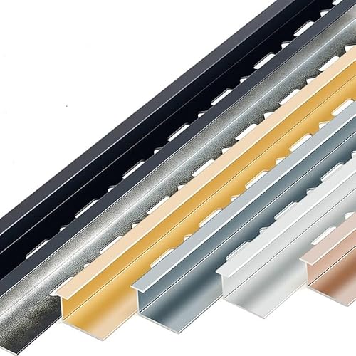 Raouoae Rail De Transition Pour Carrelage 135 Cm - 2 Pièces En Acier Inoxydable, Profilé D'angle Pour Protection Des Bords, Bande De Finition De Carrelage Pour Angles Et Transitions(Gold,H:14MM)