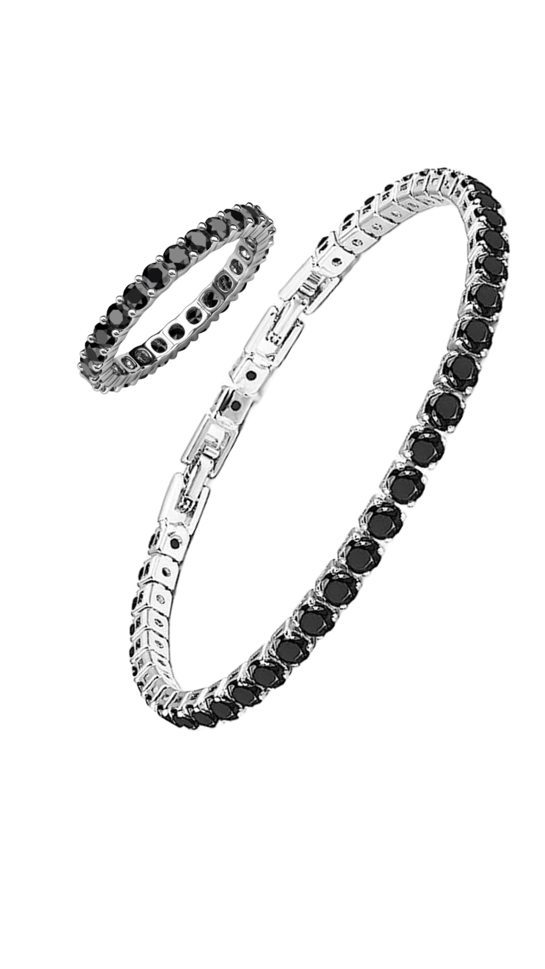 GenericPAMEER STORE: 2pcs New Vintage Luxury Black Tennis Bracelet and Ring Jewelry Set PJBR1198