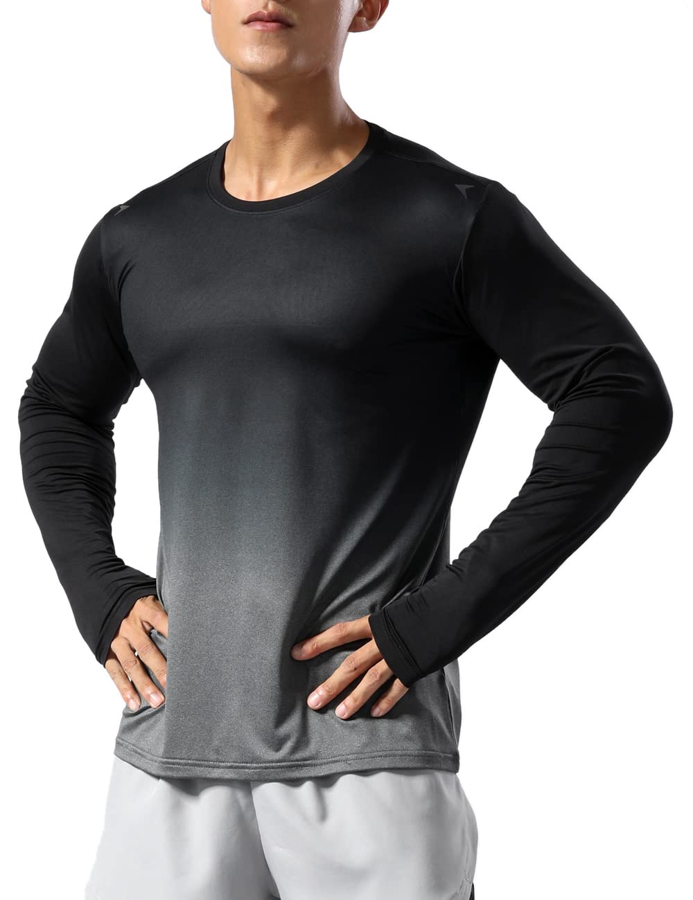 Muscle AliveMen's Running Shirts Sports Long Sleeve Athletic Tee Shirts Dry Fit Top