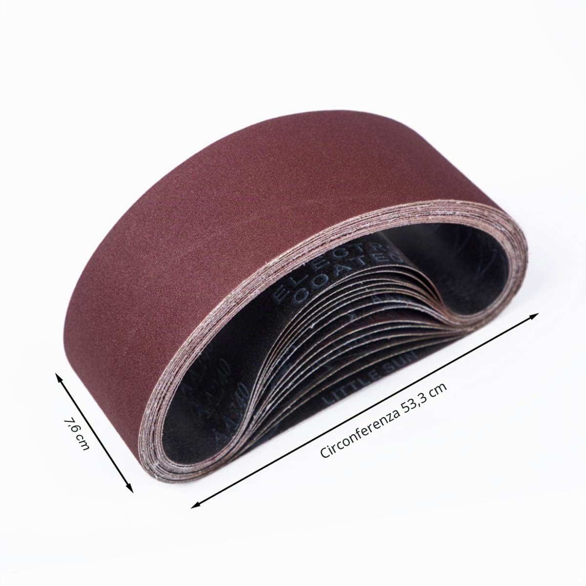 STEBRUAM Nastri Abrasivi 75 x 533 mm,Set di Nastro Abrasivo (3 x grana 80/120/150/240/400 Mixpack) per Levigatrici a Nastro(15 pezzi)
