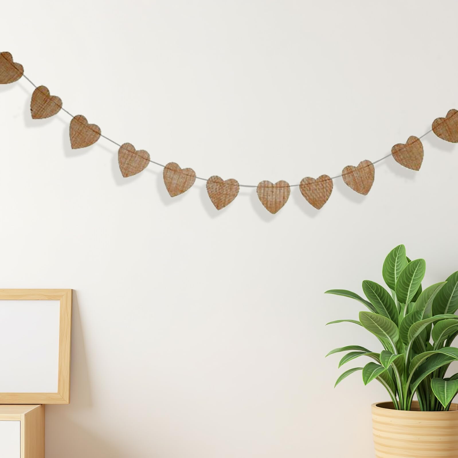 Guirnalda de Corazones para San Valentín Decoración de Pared Interior Rústica Banderines Colgantes de Arpillera para Fiestas de Compromiso y Aniversarios