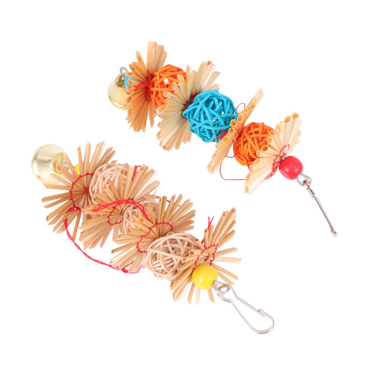 YARNOW Jouet à Mordre en Rotin, Boule Suspendue 2 Pcs pour Perroquet
