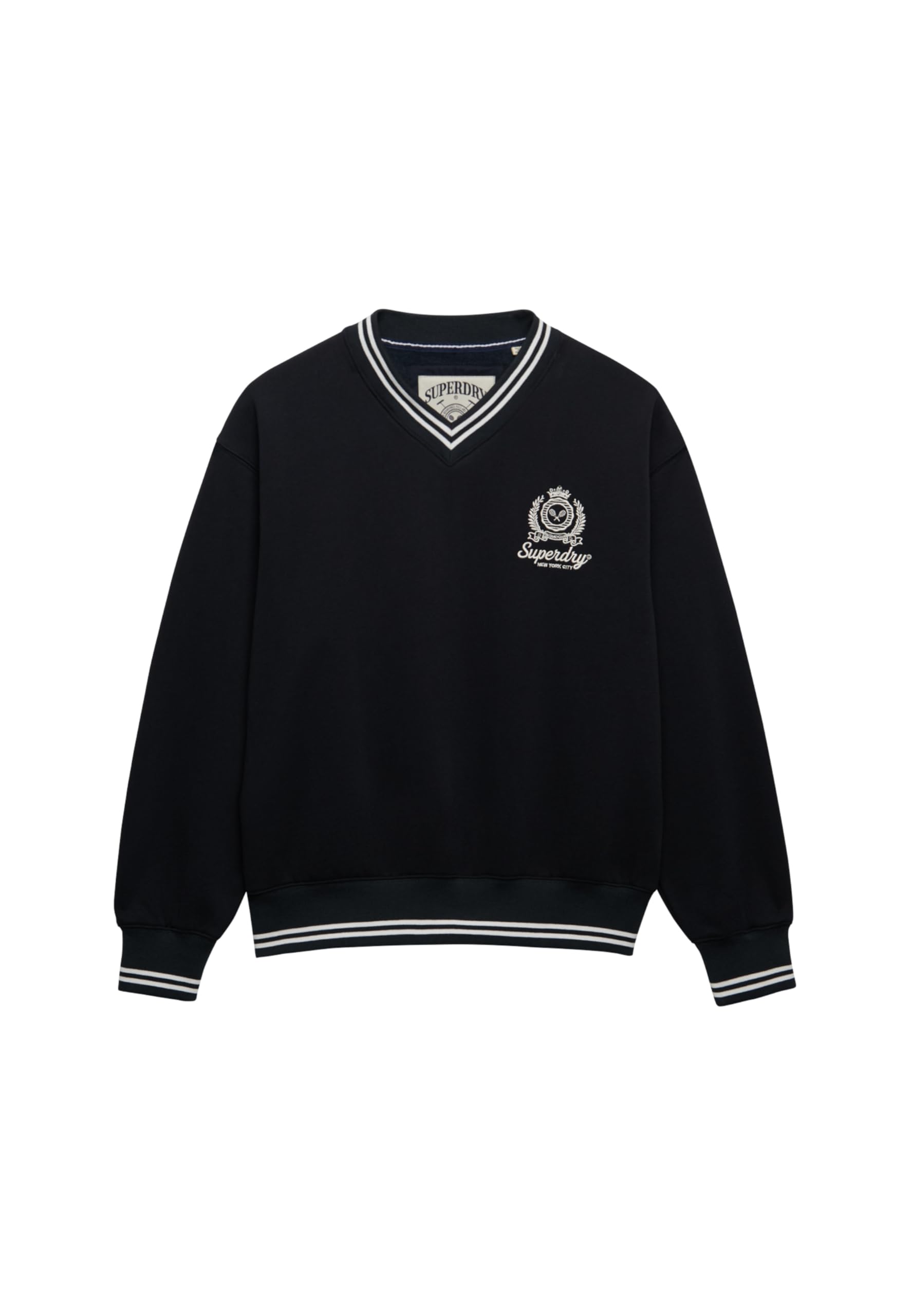 Superdry Country Club Crest Sweat-shirt à col en V pour femme Bleu marine 38