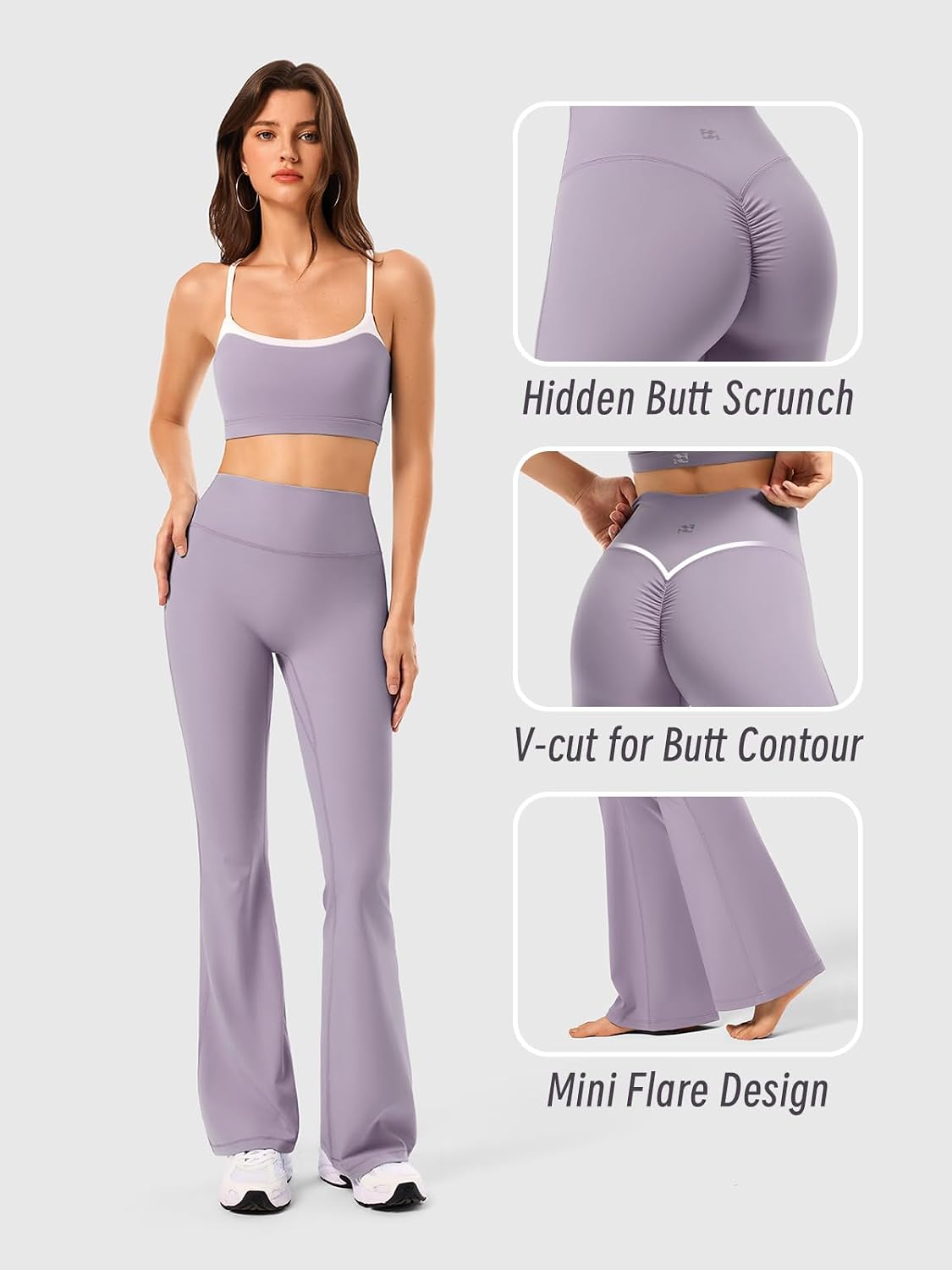 Butt Scrunch Flare Leggings for Women,Workout Seamless Yoga Pants Pilates Outifits,Bootcut High Waist Tummy Control