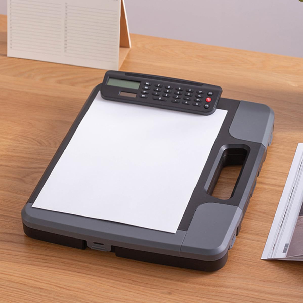 Tofficu Clipboard Documenti A4 con Calcolatrice, Organizer Nero in Pp