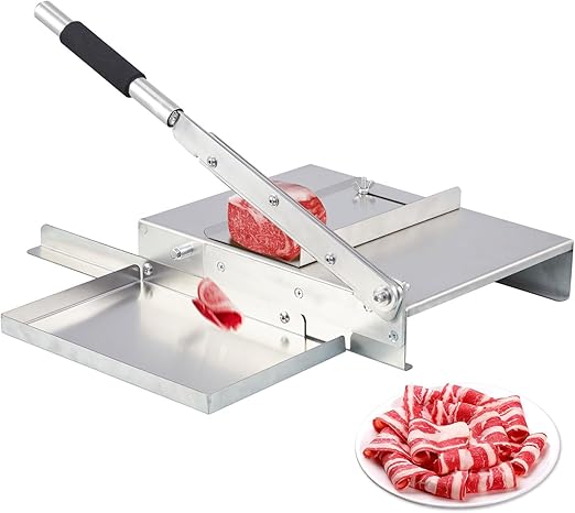 Manual Meat Slicer, Portable Frozen Meat Cutter, Stainless Steel Vegetable Meat Cleavers Beef Mutton Roll Slicing Machine for Home Restaurant Cooking Hotpot