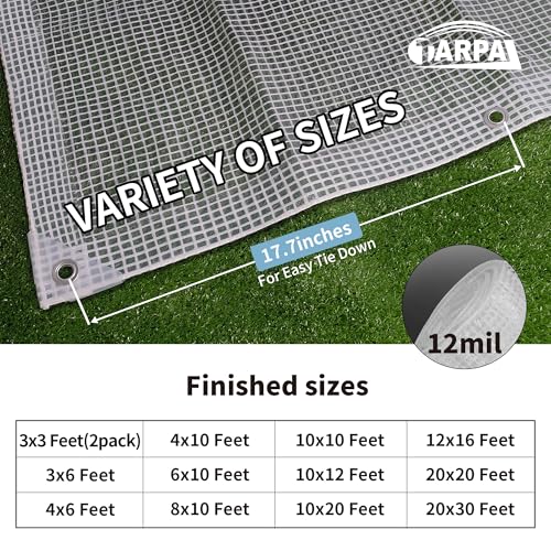 Image of TARPAL 3'x3'(2pack Clear Tarp Heavy Duty Waterproof 12mil with Grommets