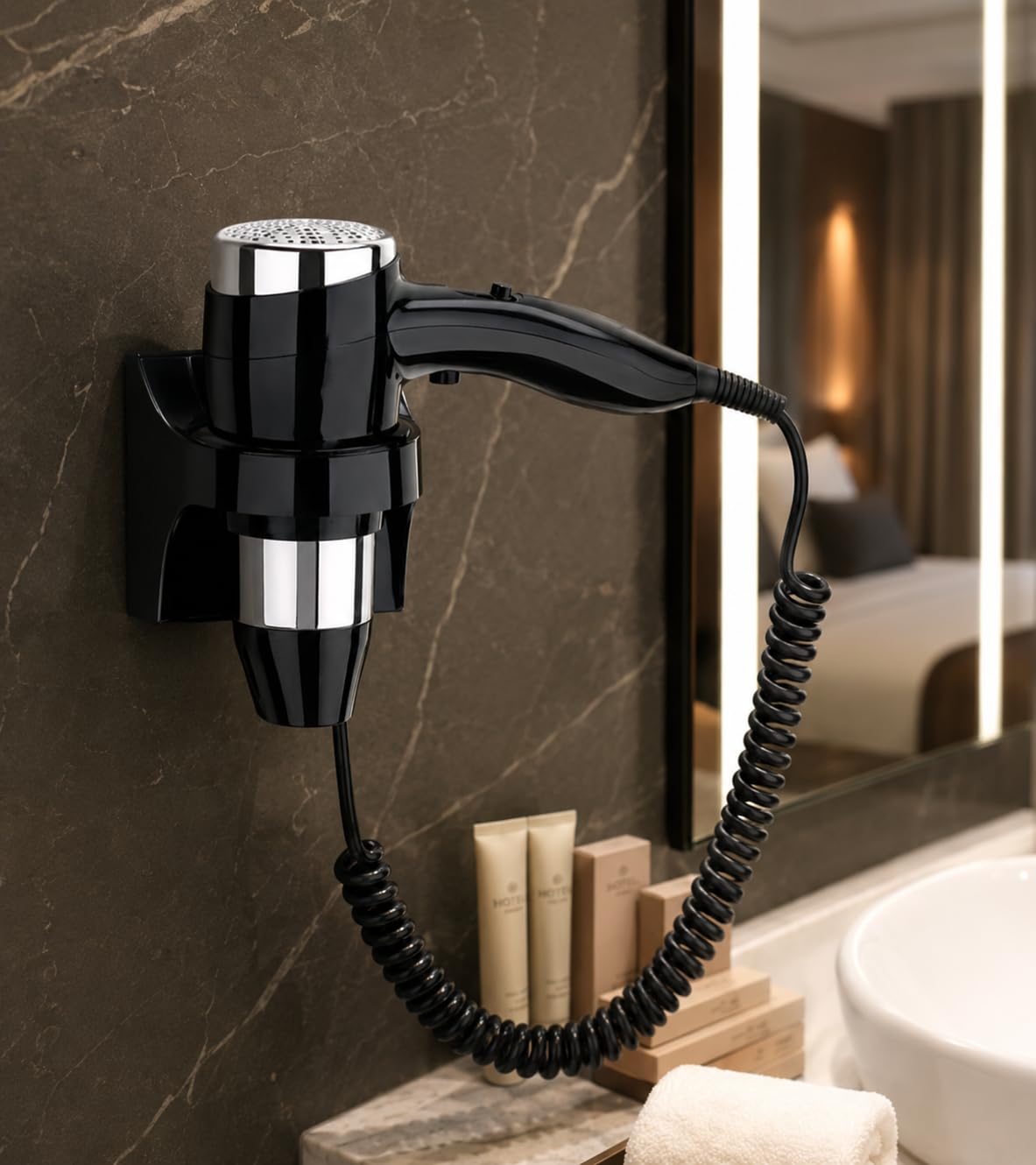 Hotelföhn mit 3 Ebenen und Wandmontage h220_325