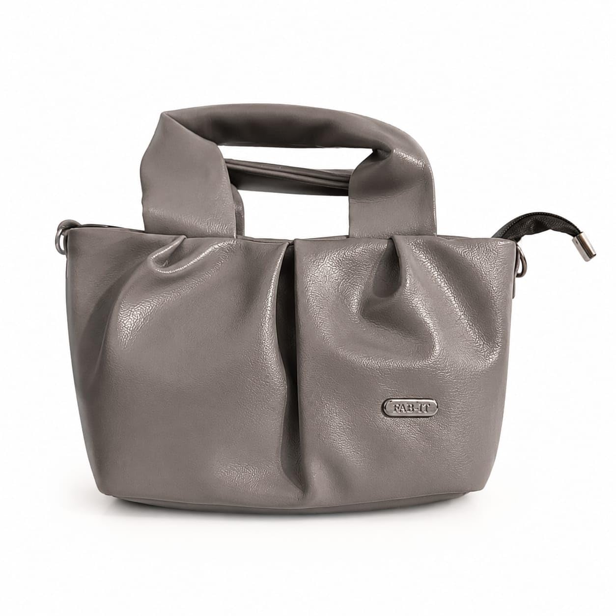 Brown Ruched Handbag with Detachable Crossbody Strap-picture-46