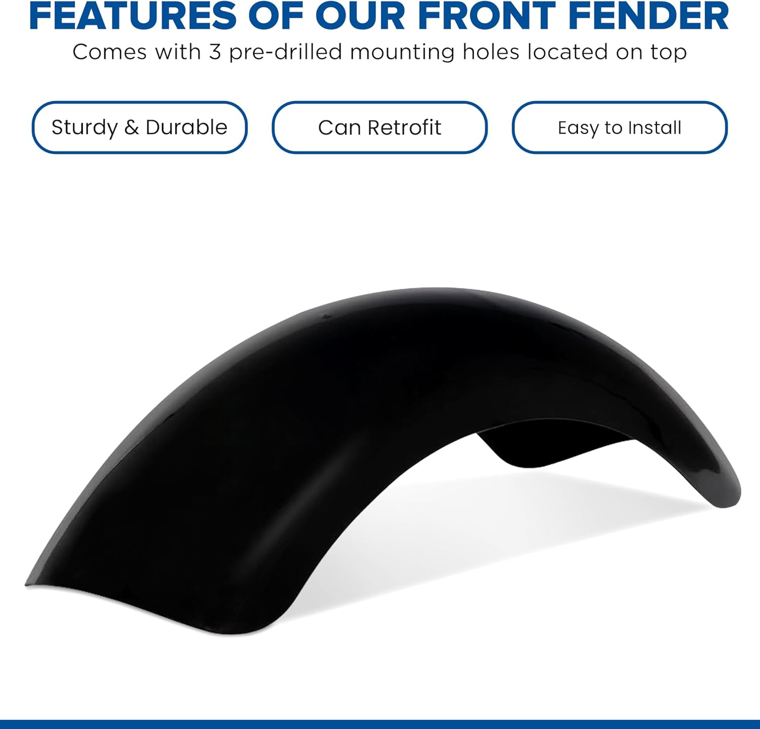 AlveyTech Plastic Front Matte Black Fender - Replacement Part for Baja, Hensim, Massimo, MB165 & MB200, Warrior, Heat, Mini Bike, Tire Guard Parts, Dirt Pit Bikes, 196cc 6.5 Hp Engine Fenders, DIY