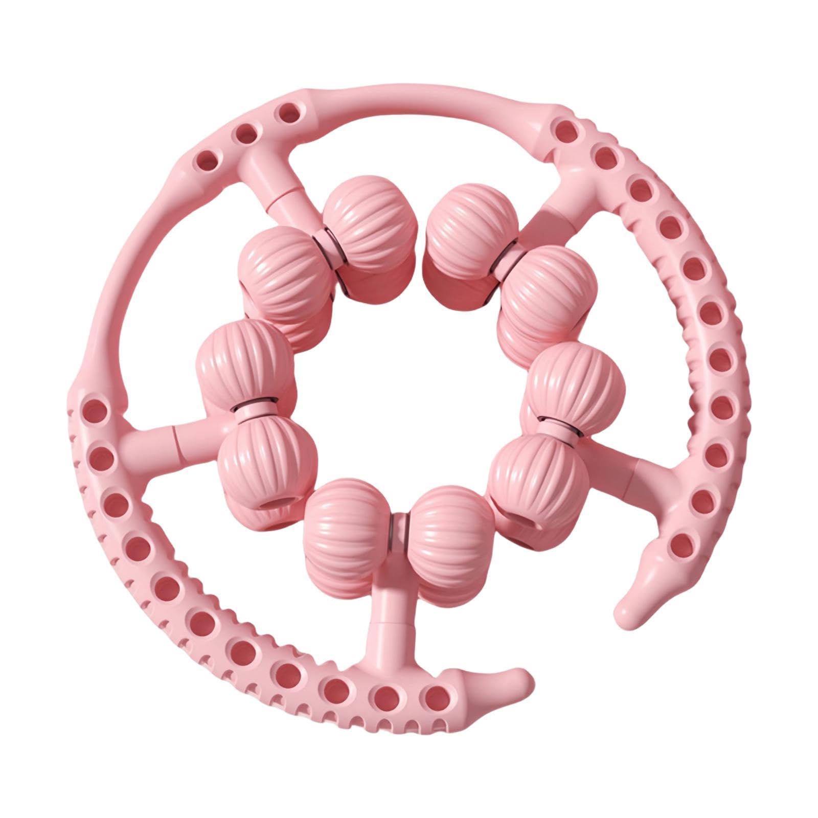 kowaku Muscle Massage Roller 20 Point Roller Handheld Thigh Hand Versatile Deep Tissue Fitness Leg Clamp for Training Sports, Pink