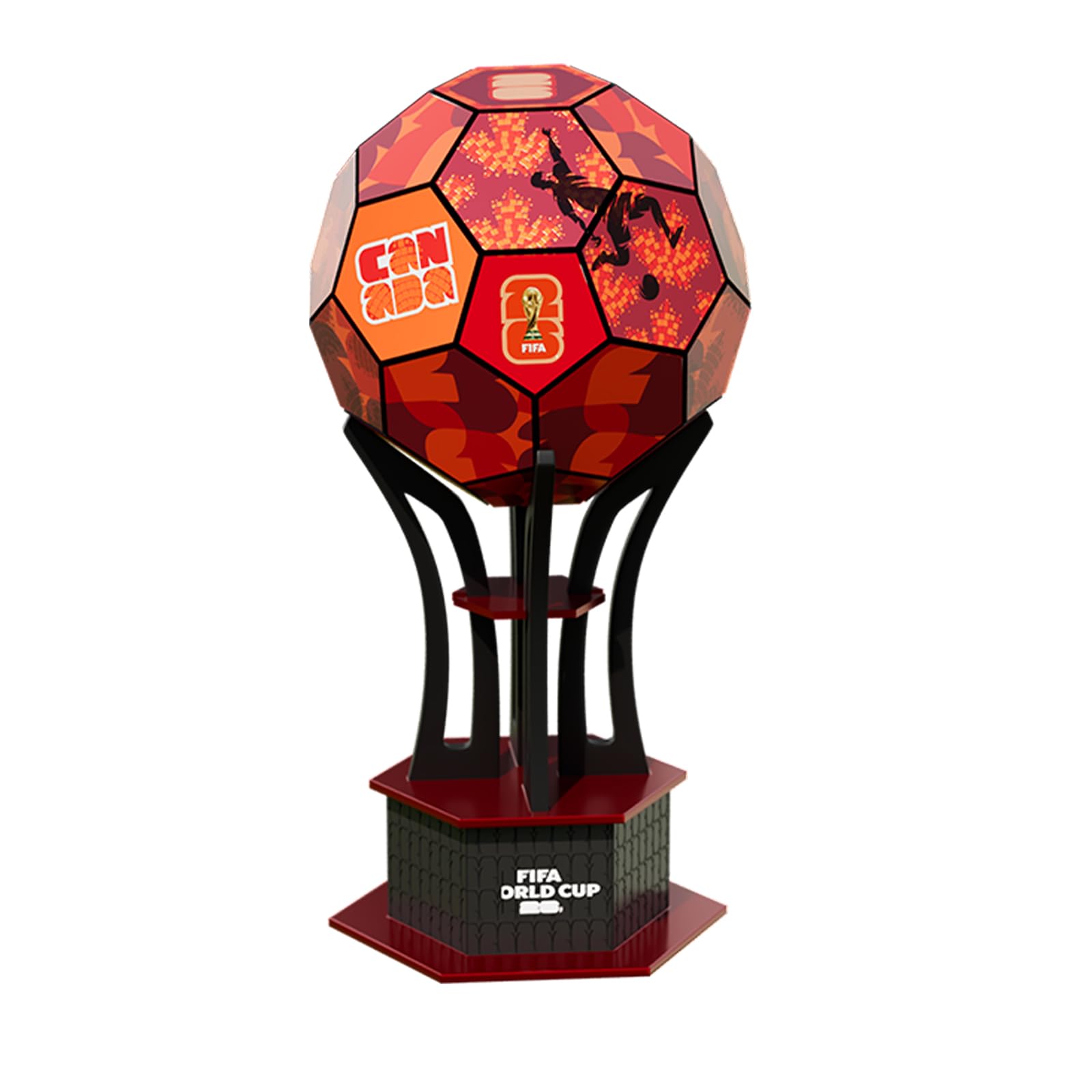 Officially Licensed FIFA World Cup 2026 3D Wooden Soccer Ball Puzzle, 165-Piece DIY Assembly Model Kit, Soccer Collectible Desk Decor for Home Office Bar Shelf, Gift for Soccer Fans - Canada Mood