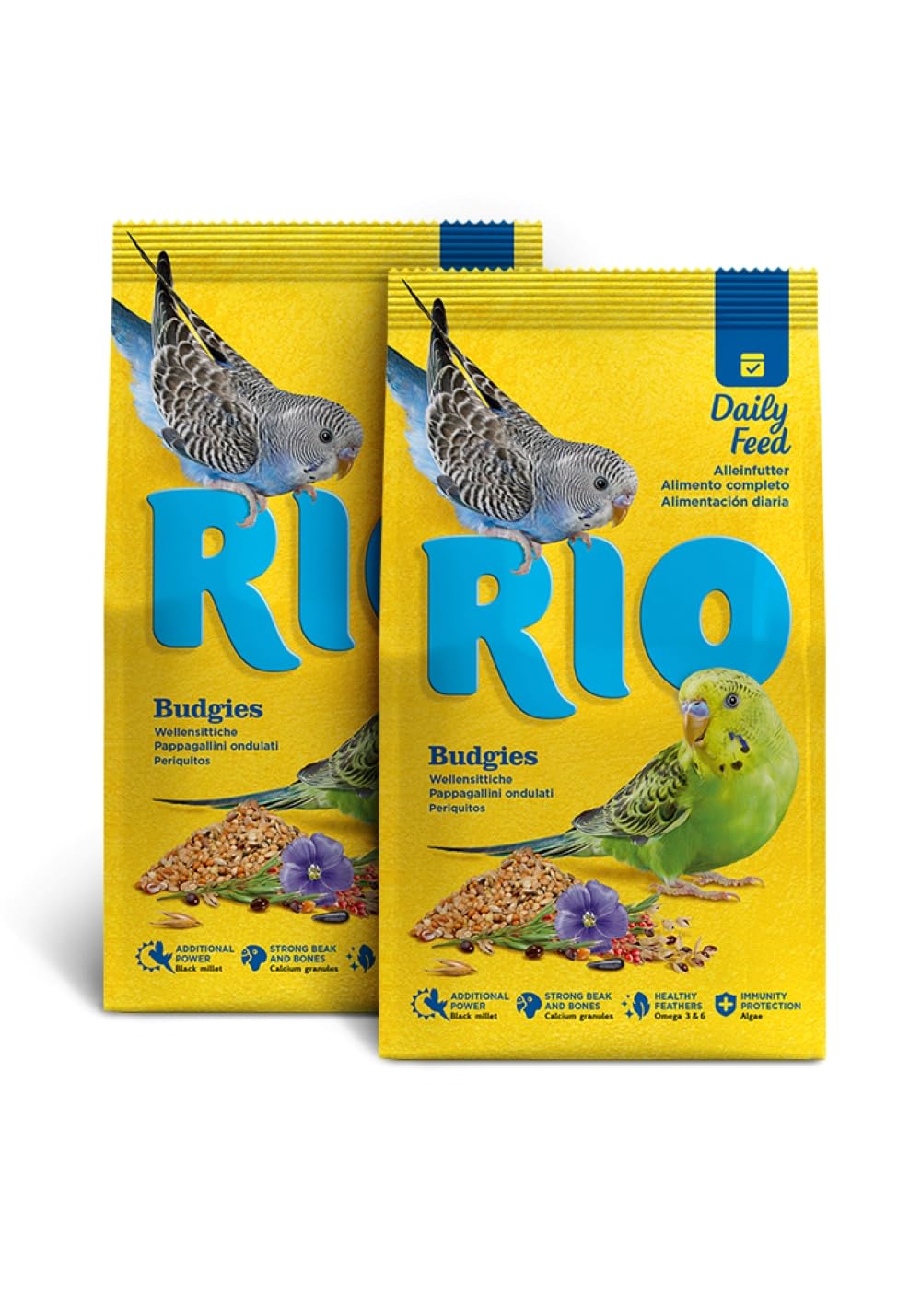 RIO Karma dla papużek falistych | Podwójne opakowanie | 2 x 500 g | Specjalnie skomponowany miks wyselekcjonowanych i popularnych nasion i zbóż | Do codziennego karmienia