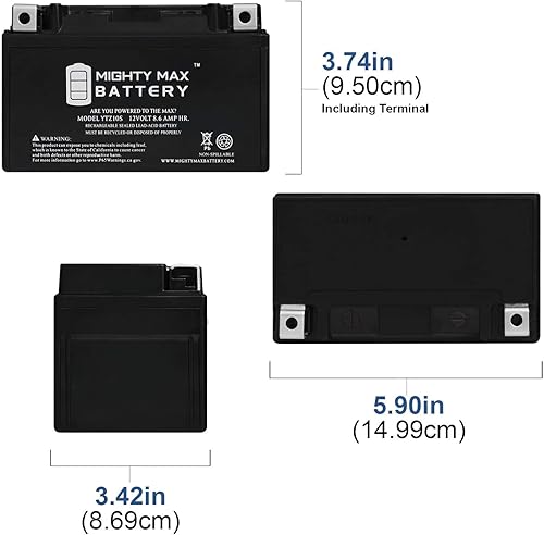 Miniatura 4 de Mighty Max Battery YTZ10S - Batería de repuesto para Kawasaki 1000 Ninja H2, H2R 19-20 + cargador de 12 V y 2 amperios