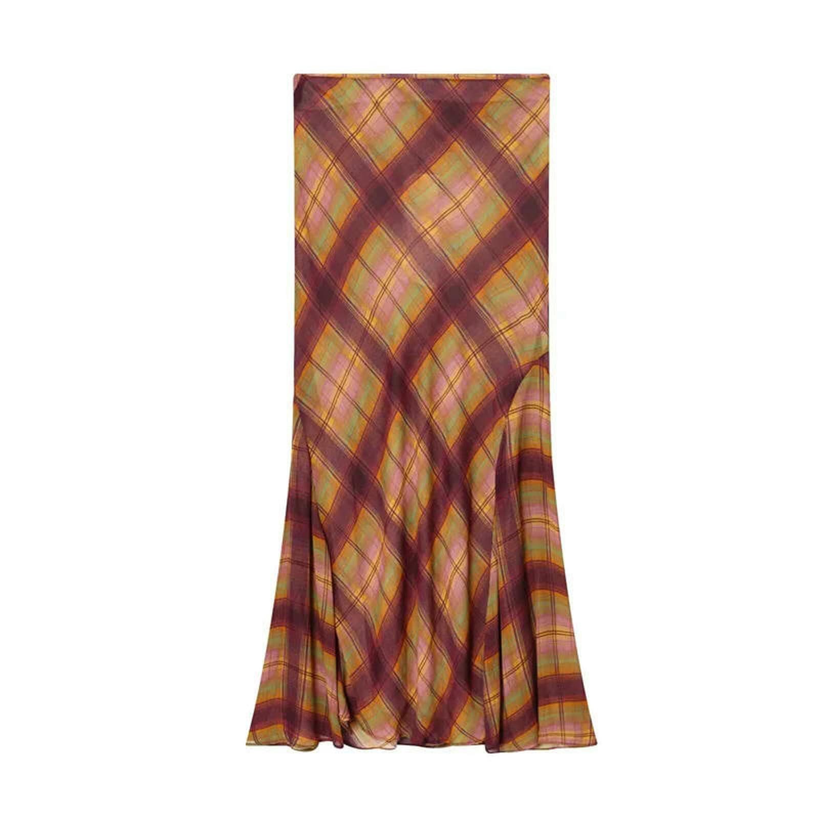 Langer Rock Damen Damen-Midirock, Herbststil, Farbblock, Kariert, Rock, Vielseitig-wie Das Bild-s