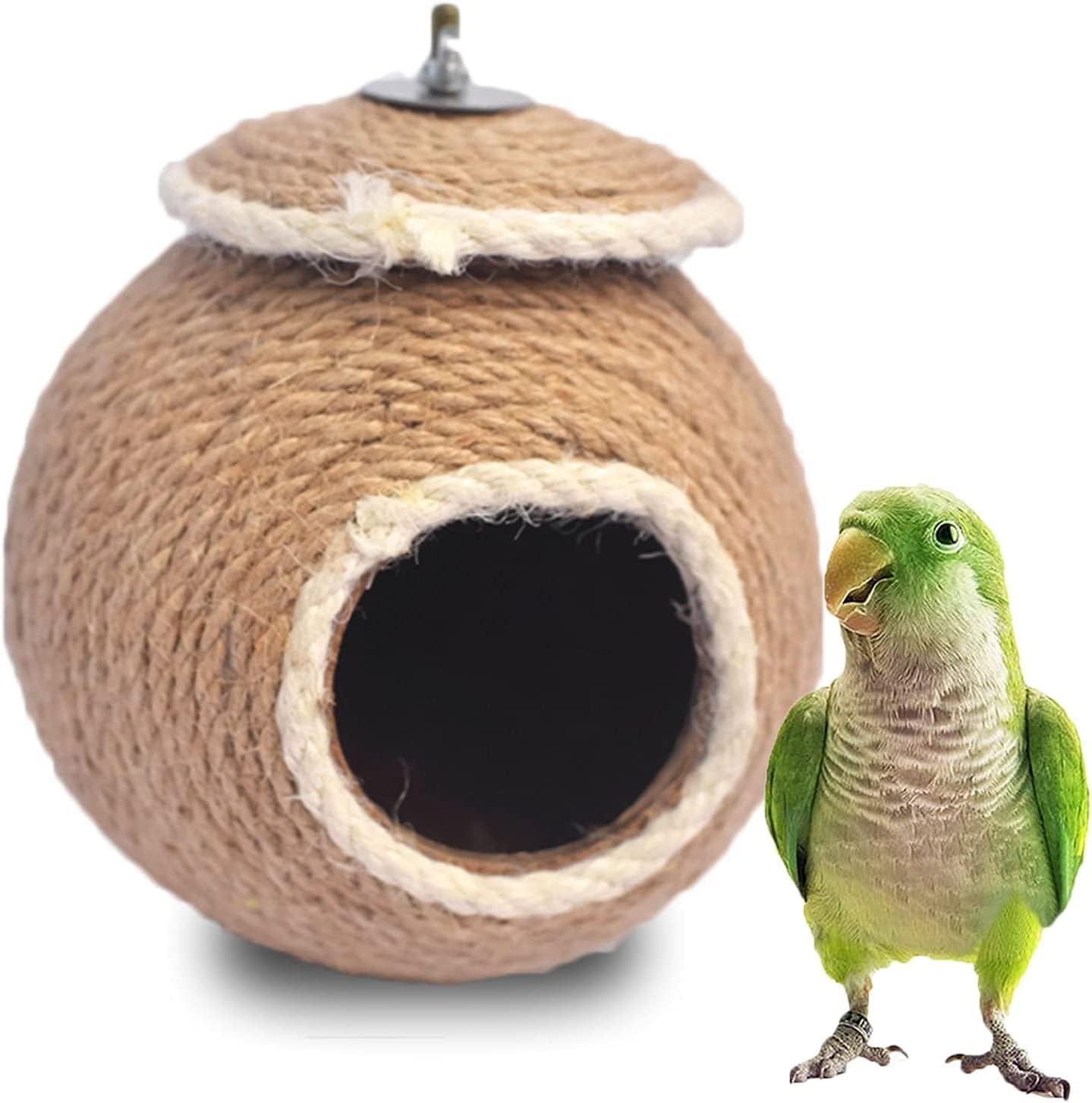 Birdhouse, Parakeet Nest Coconut Shell Rope Weave Bird Breeding Nest