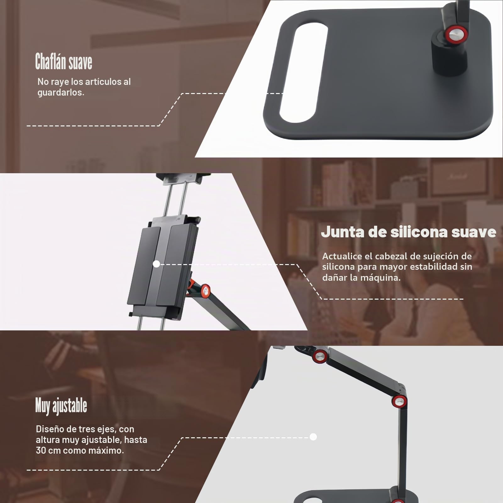 Leikurvo Soporte para tablet para pantallas de 6 a 17,3 pulgadas, soporte de mesa ajustable en 360°, altura ajustable, soporte portátil para tabletas y teléfonos móviles, giratorio, plegable