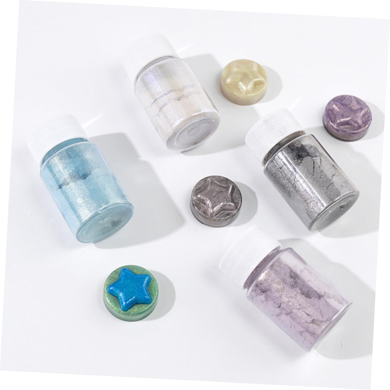 LALAFINA 18 Pcs Natural Mica Pigment Powder 9 for Handmade Makeup Crafts Soap Making