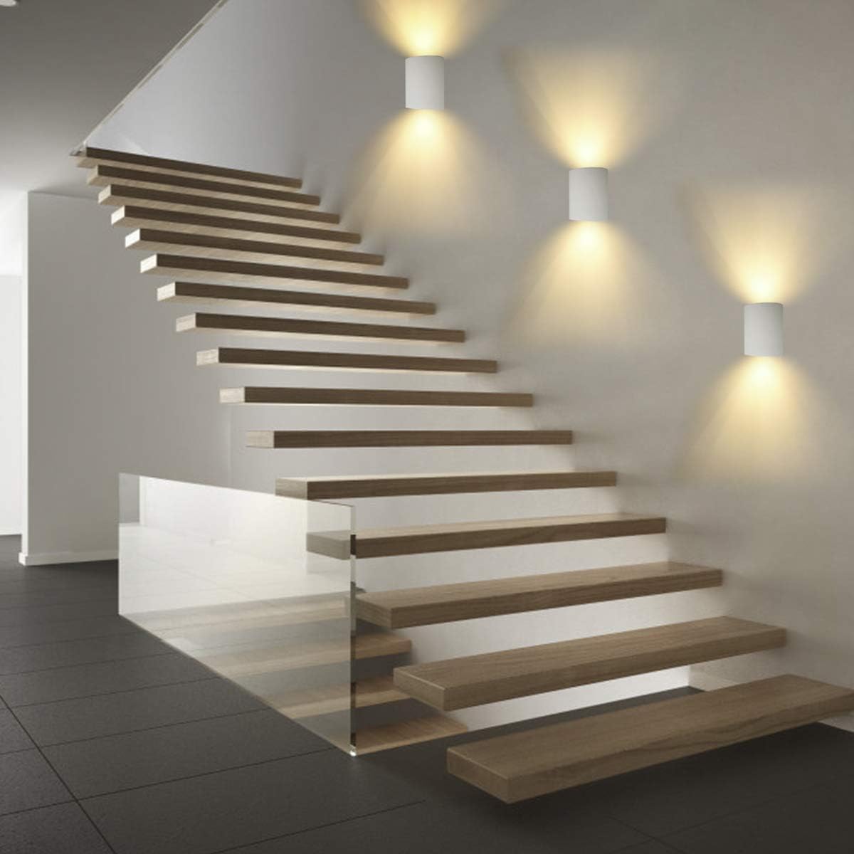 2 Piezas Aplique de Pared Interior en Yeso con G9 LED 3W Bombillas, Lámpara de Pared Moderna Blanco Cálido para Salón, Dormitorio, Escalera, Pasillo