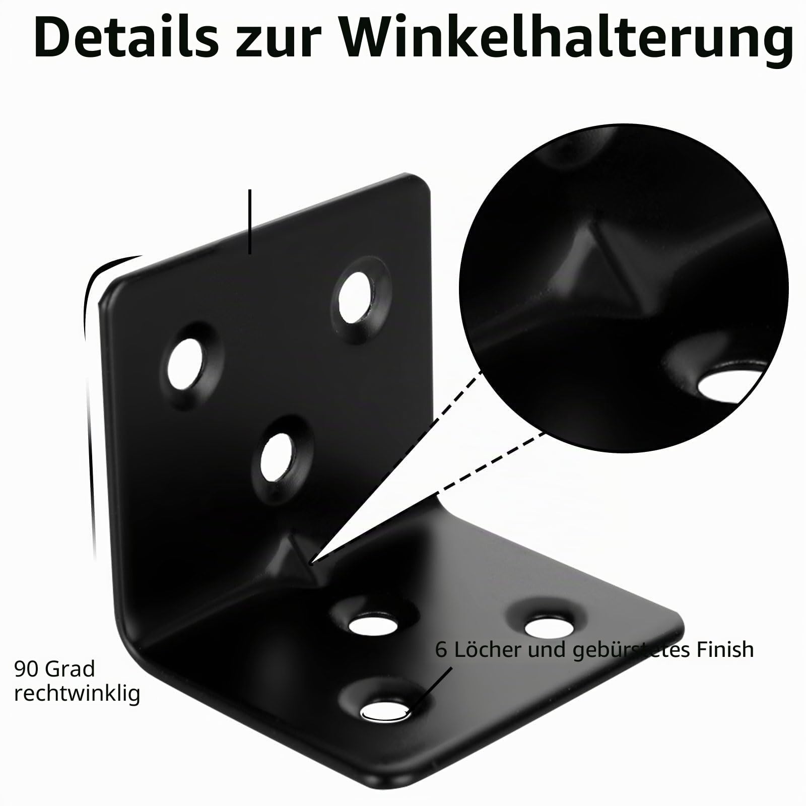 ASelected 40 Stücke Winkelverbinder Edelstahl 30x30 mm, Schwarz Eckwinkel Edelstahl 38 x 30 x 30 mm, Winkel Metall 90 Grad zum Befestigen und Reparieren von Möbeln, Verstärkungsfuge, schwarze