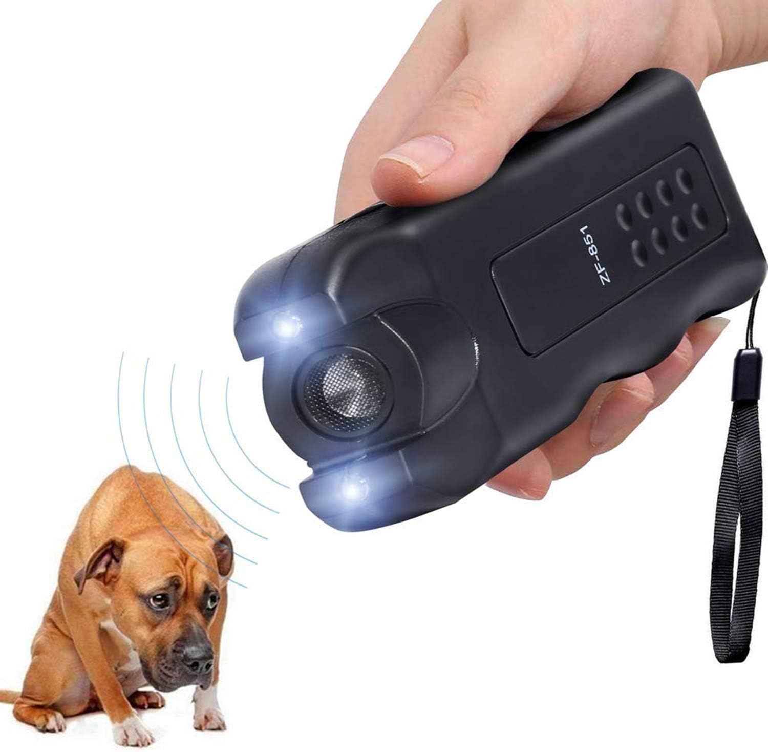HAPPEEY Handheld Dog Repeller, Ultrasonic Deterrent Device with LED Flashlight, Pet Dog Trainer
