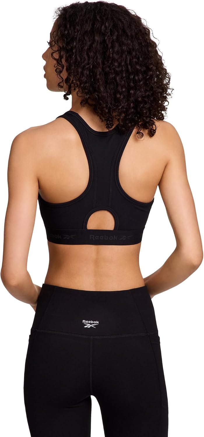 Reebok High Speed Women's Medium Impact Sports Bra - with Removeable Cups & Elastic Hem Band