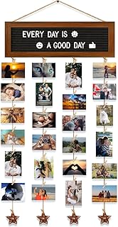 Picture Frames Collage Wall Decor Photo Collage Frame Hanging Photo Display, Felt Letter Board with 340 Letters and 30 Clips, Unique Rustic DIY Photo Frames for Family Best Friends