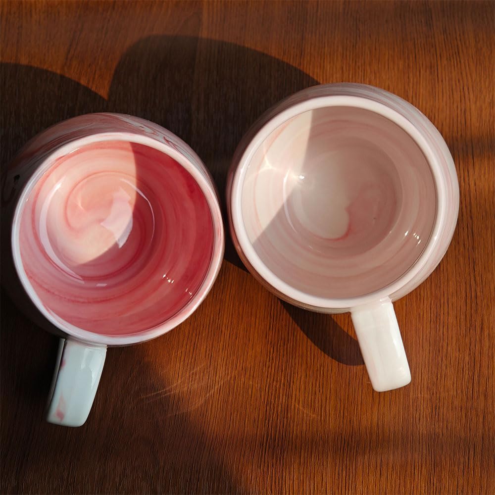 10 oz Marble Ceramic Coffee Mug Pink Cappuccino Mug Espresso Cup Tea Latte Mugs Lightweight Gifts for Women Birthday Christmas Wedding Dishwasher & Microwave Safe - Image 3