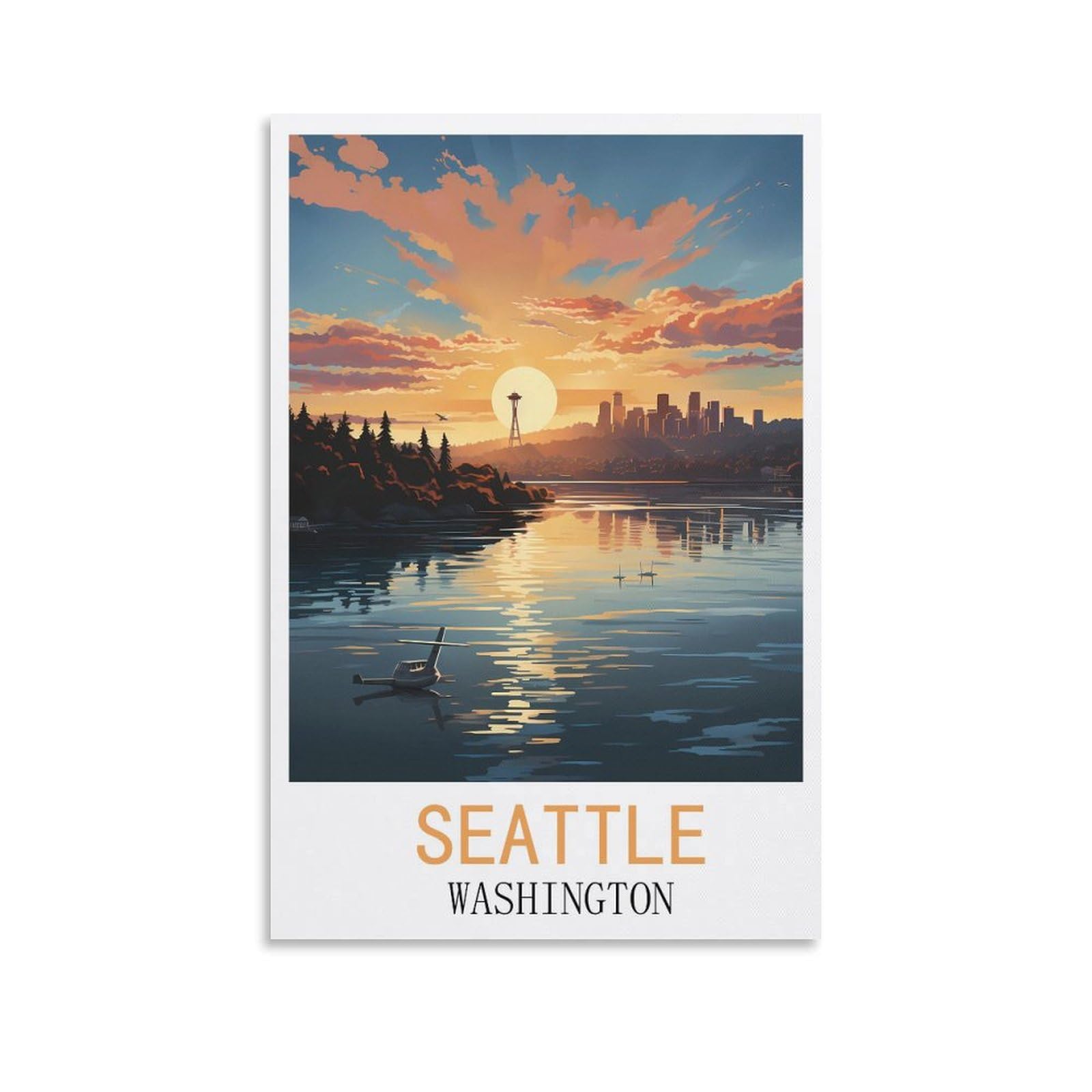 Metal Tin Sign Seattle Washingtons,Vintage Plaques Poster Plaque Decor Retro Posters Gallery Wall Art Print 30x30cm