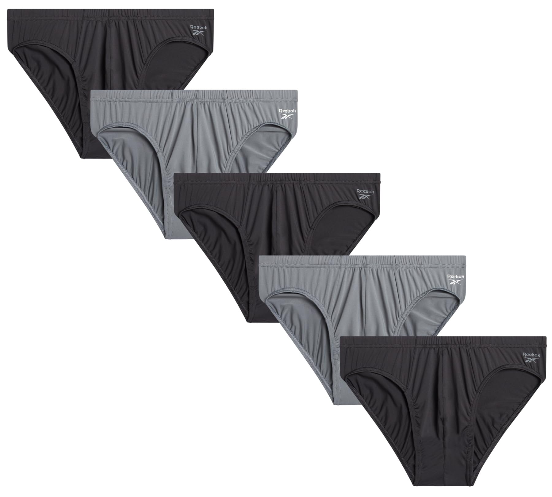 Reebok Men's Underwear - Quick Dry Performance Low Rise Briefs (5 Pack)