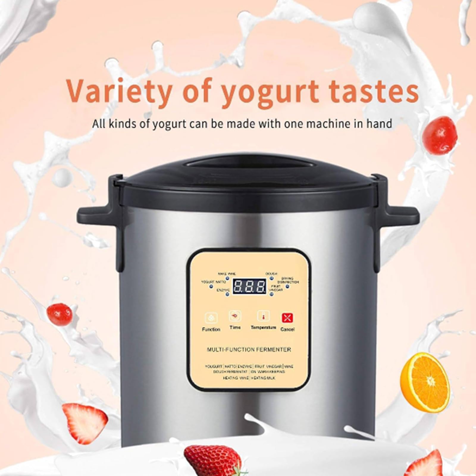 Tanque de fermentación totalmente automático de gran capacidad, máquina de yogur de frutas de 18 L, máquina de fermentación enzimática, acero inoxidable, temporizador digital